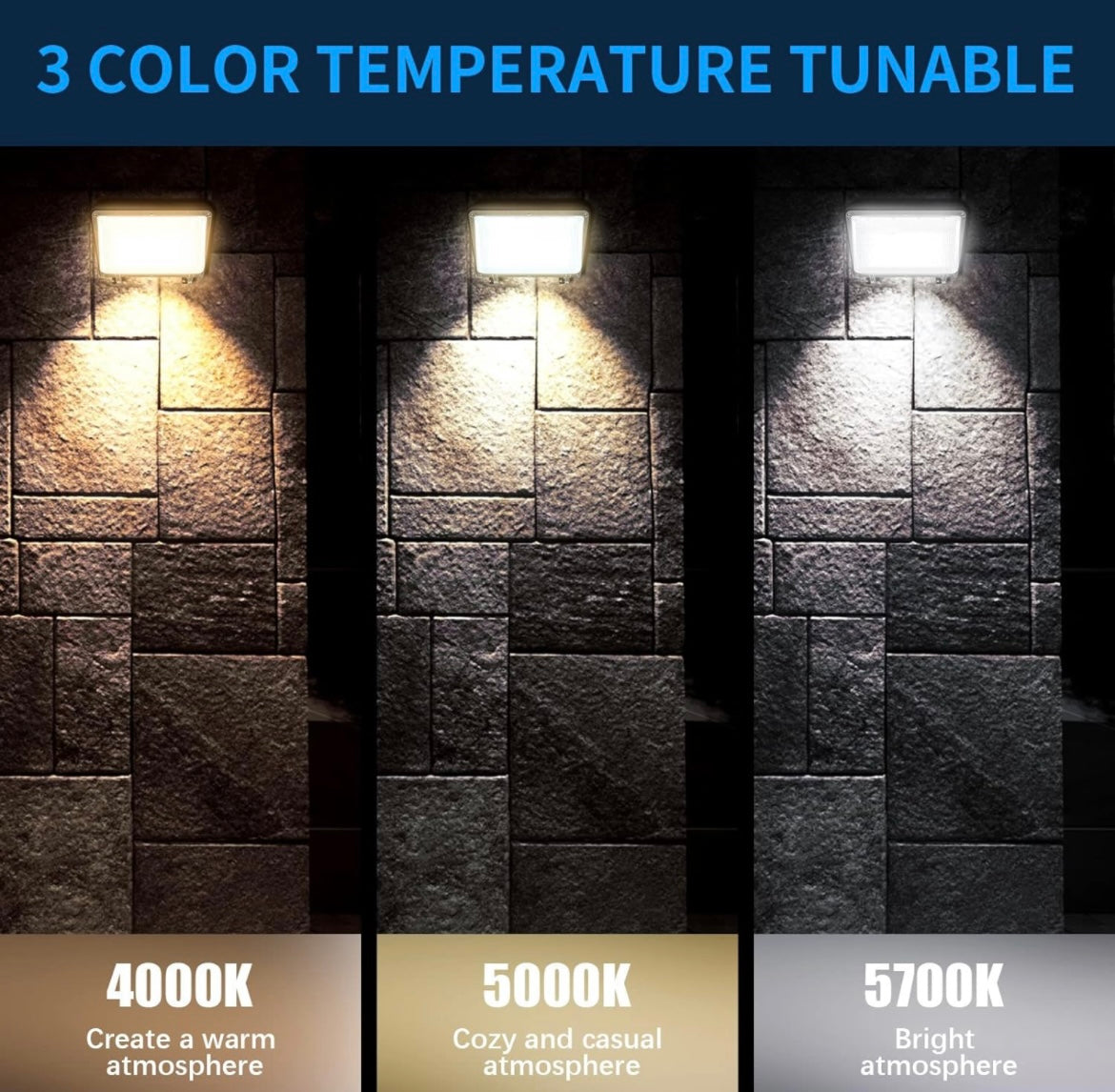 100W LED Wall Pack 80W 60W Tunable, 3 Color Switchable 15000LM (Eqv. 600W MH), IP65 Outdoor