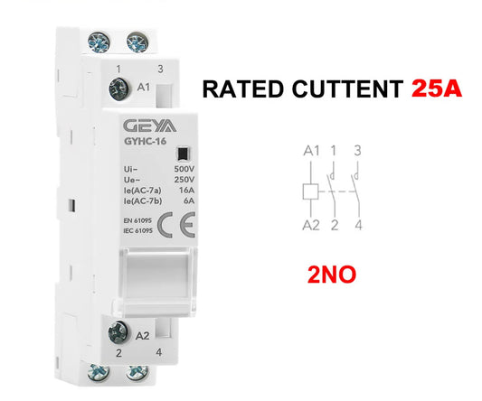 Modular AC Automatic Contactor 2P 25A 2NO 230V Household Contactor Din Rail