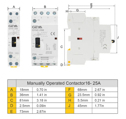 2P AC Manual/Auto Contactor 25A 2NO 110V-220V Control Household