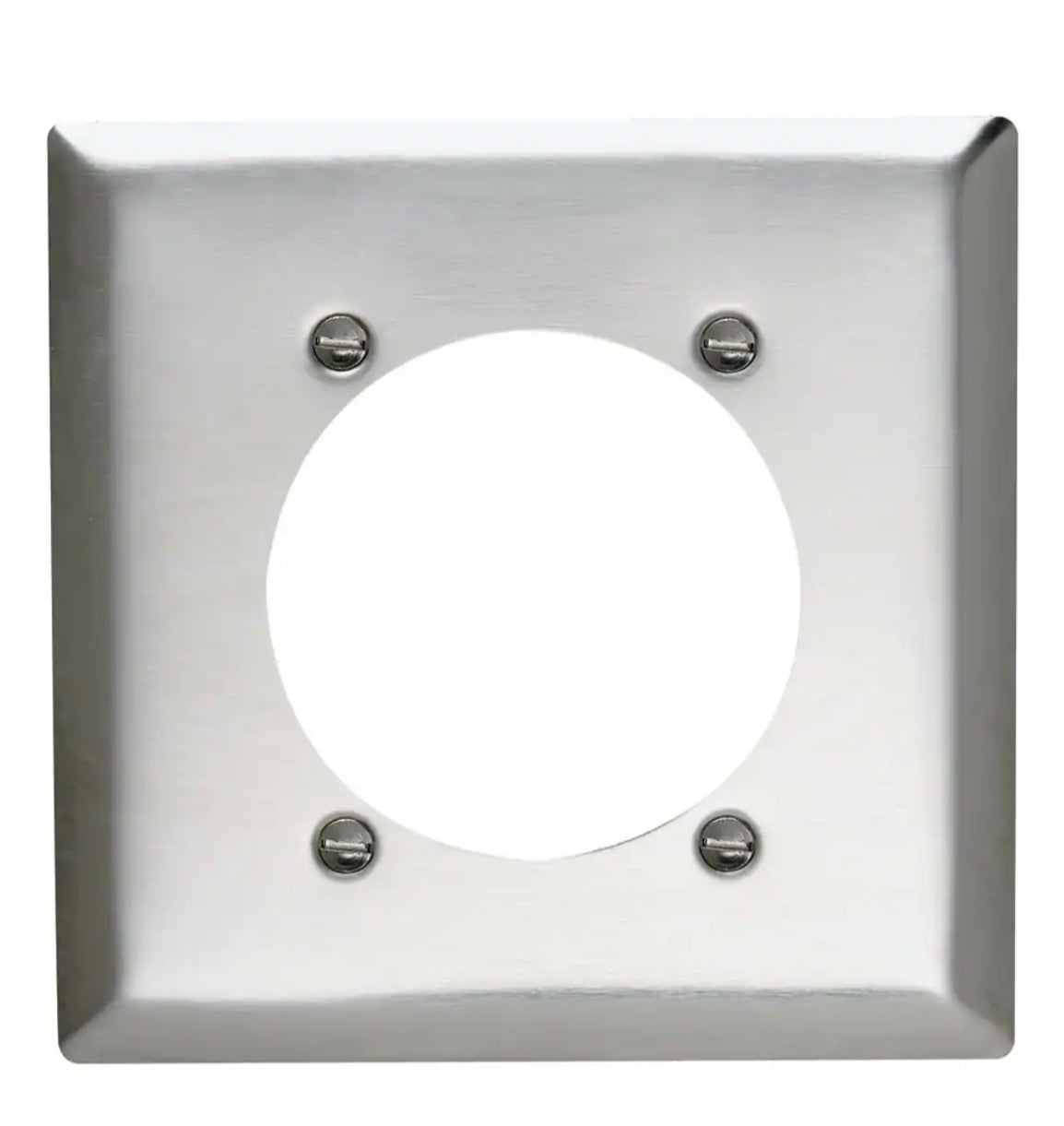 Pass & Seymour 2 Gang 1 Single Power Outlet 2.375-in. Hole Wall Plate, Stainless Steel (1-Pack)