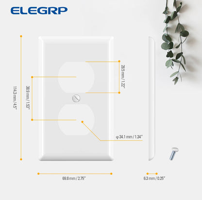 Polycarbonate Thermoplastic material 1 gang Duplex receptacle plastic wall plate