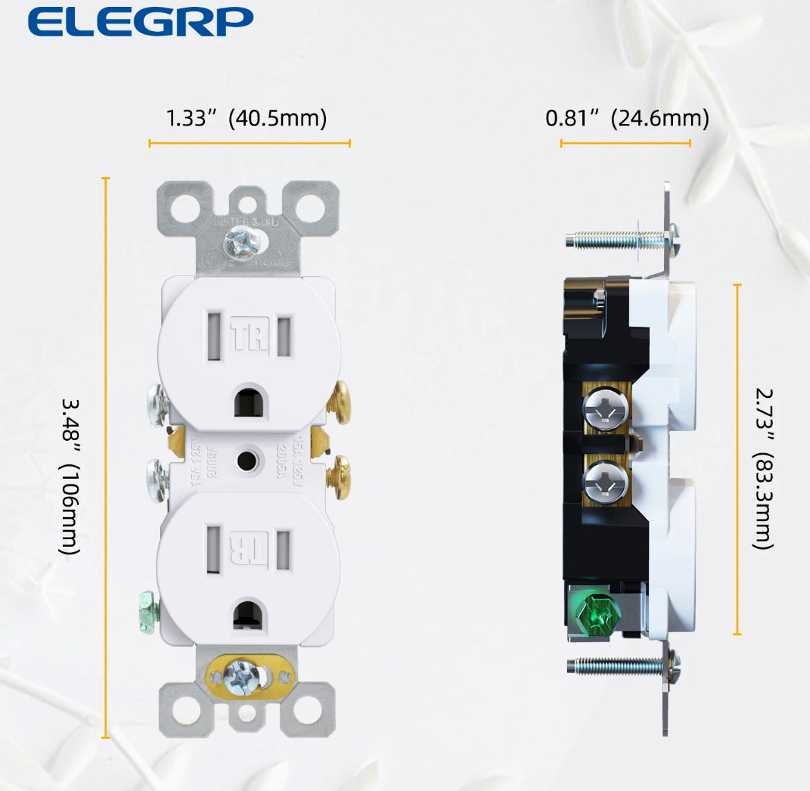 High impact Resistant -Glossy finish 15 Amp Tamper resistant Duplex Receptacle, White, 10Pack