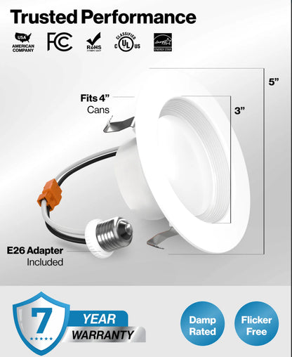 Recessed LED Retrofit Lighting, 4 Inch