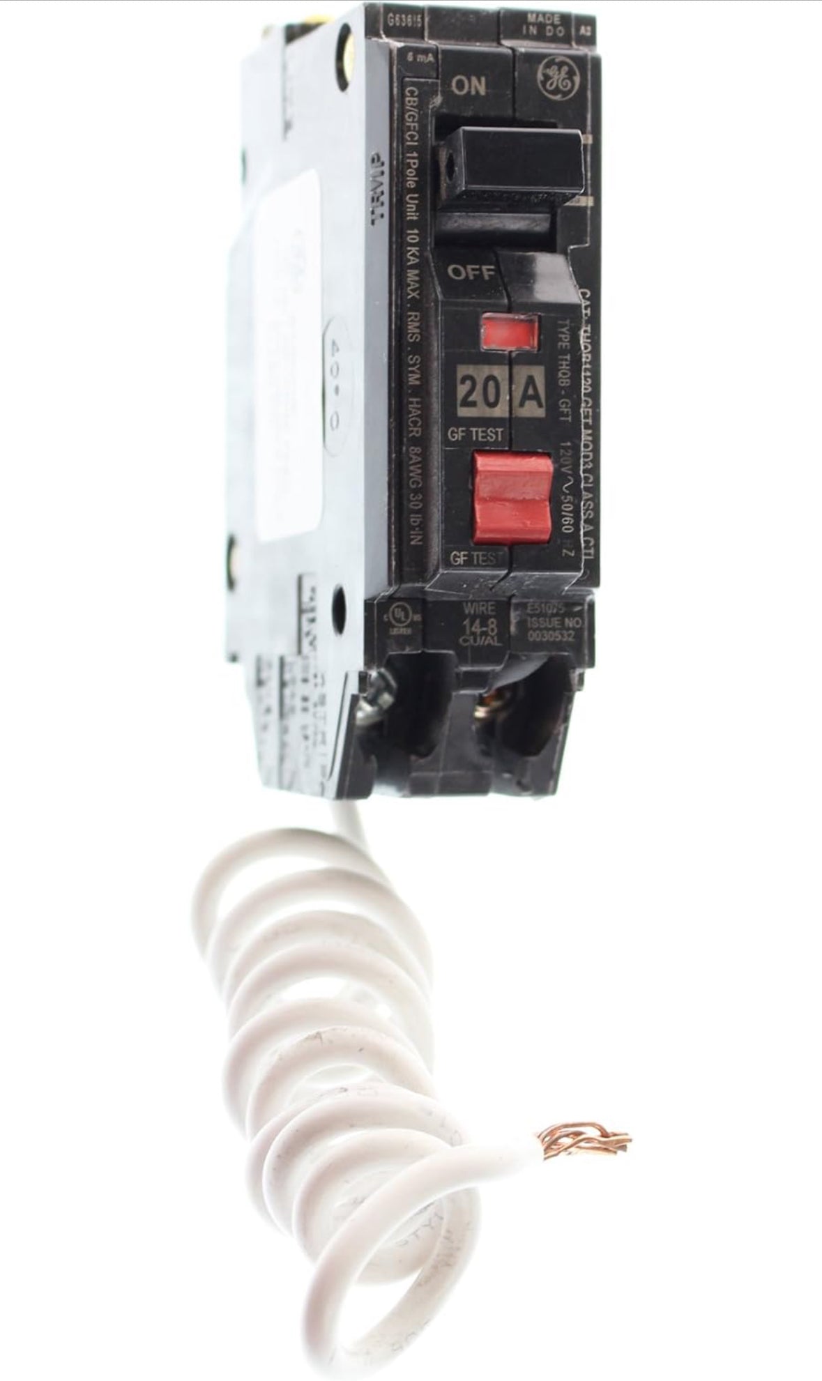 GE GFCI Circuit Breaker, 120-Volt, 1-Pole, 20-Amp, 22kAIC