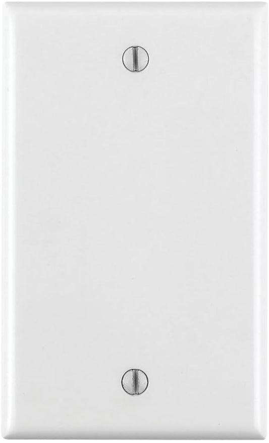 (10 Pack) Leviton 80714-W 1-Gang No Device Blank Wallplate, Standard Size, Thermoplastic Nylon, Box Mount, White