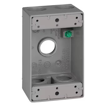 Sigma Engineered Solutions 1-Gang Gray Metal Weatherproof New Work Standard 3/4” Rectangular Exterior Electrical Box