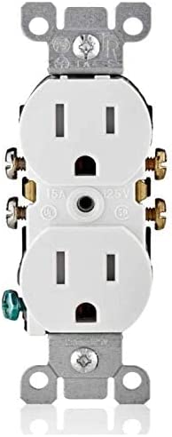 Leviton T5320-WMP M22-Straight Blade Tamper Resistant Duplex Receptacle, 125 V, 15 A, 2 Pole, 3 Wire, White, 1 Pack of 10