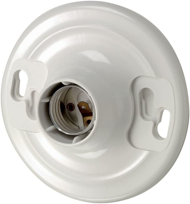 Leviton 8829-CW1 One-Piece Urea Outlet Box Mount, Incandescent Lampholder, White