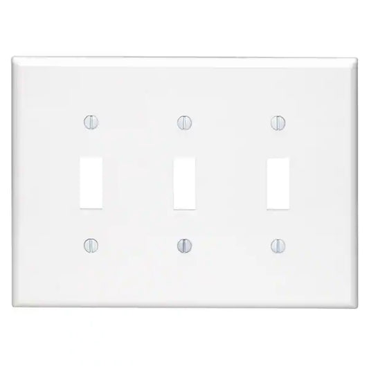 White 3-Gang Nylon Toggle Wall Plate (10-Pack)