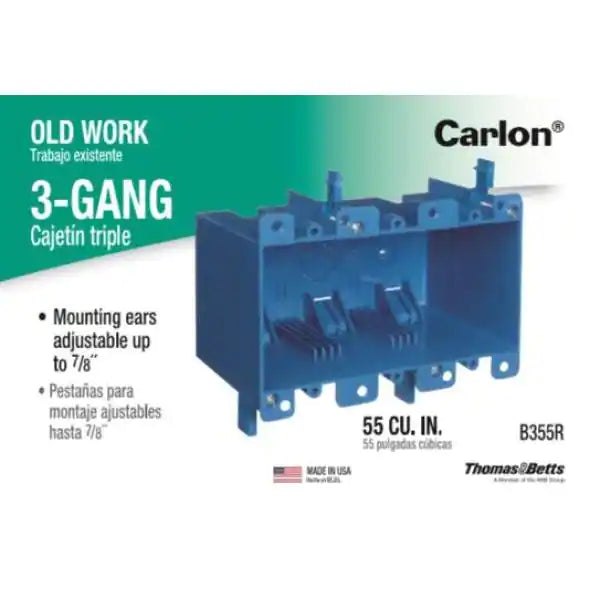 3-Gang 55 cu. in. Old Work PVC Electrical Box