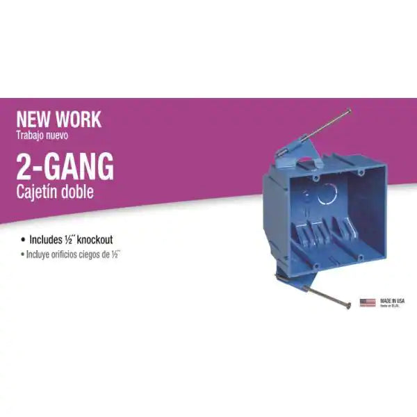 2-Gang 32 cu. in. Blue PVC New Work Electrical Switch and Outlet Box (pack of 10)